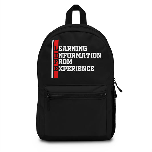 L.I.F.E. Learning Experience Backpack, Motivational School Bag, Inspirational Gift, Trendy Travel Backpack, Student Essentials