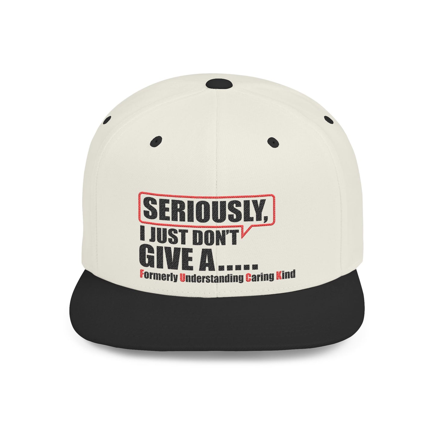 I Just Don't Give A F.U.C.K. Humorous Flat Bill Snapback Cap - Fun Gift for Casual Style,