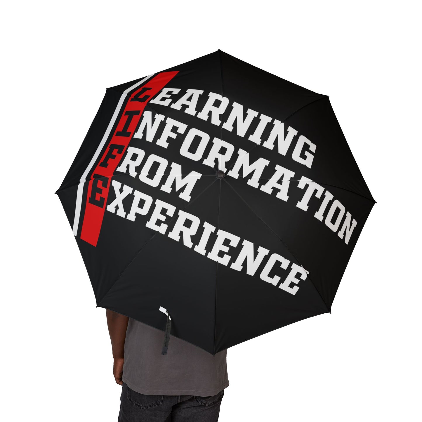 Foldable Umbrella — "Learning From Performance" Bold Black Compact Travel Umbrella