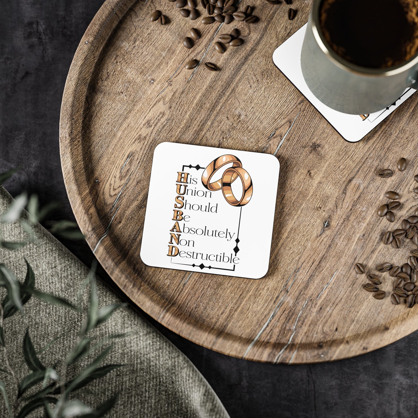 Marriage Coasters – "His Union Should Be Absolutely Non Destructible" Wedding Ring Drink Coaster