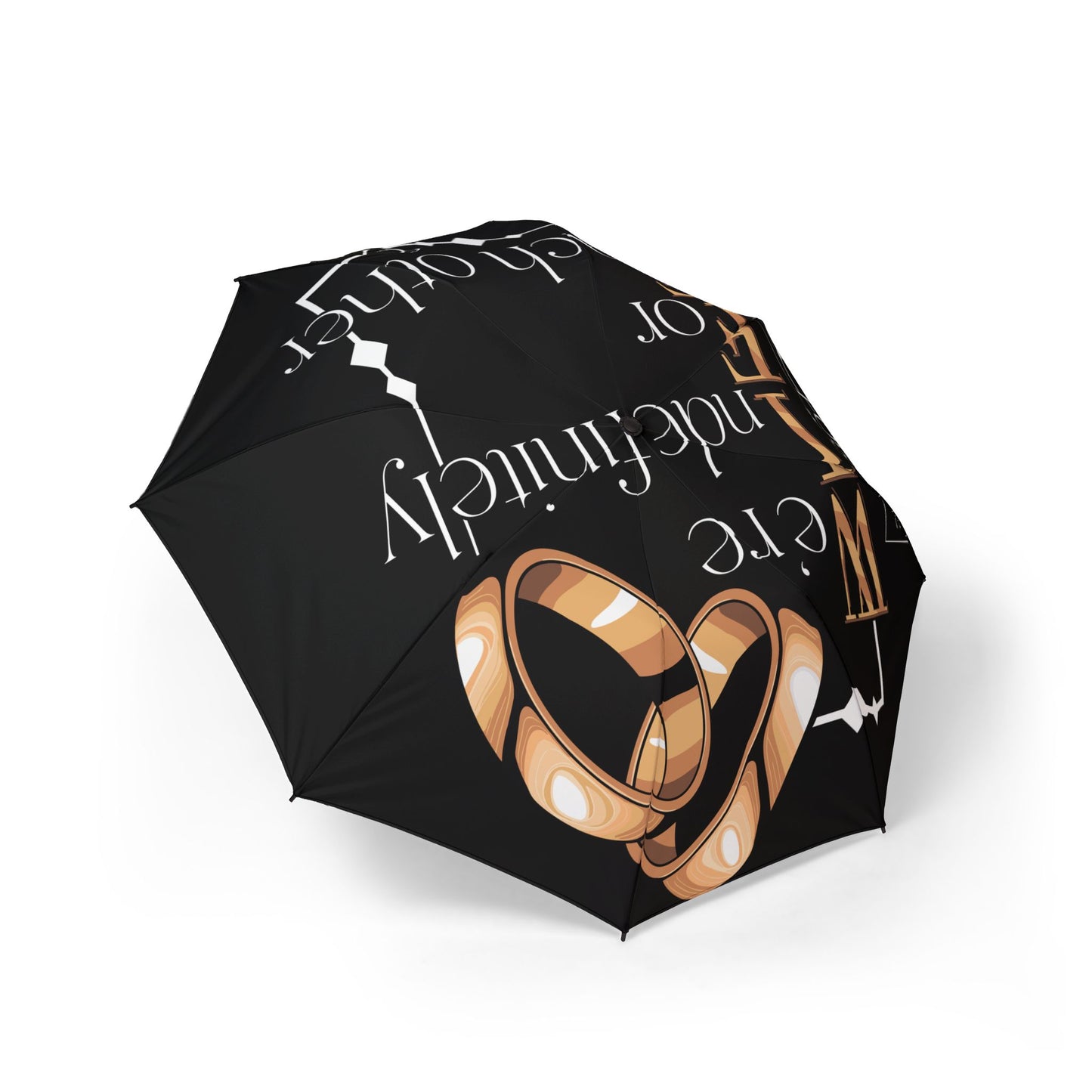 W.I.F.E. Wedding Rings Foldable Umbrella — "We’re Indefinitely Yours" Compact Rain Parasol