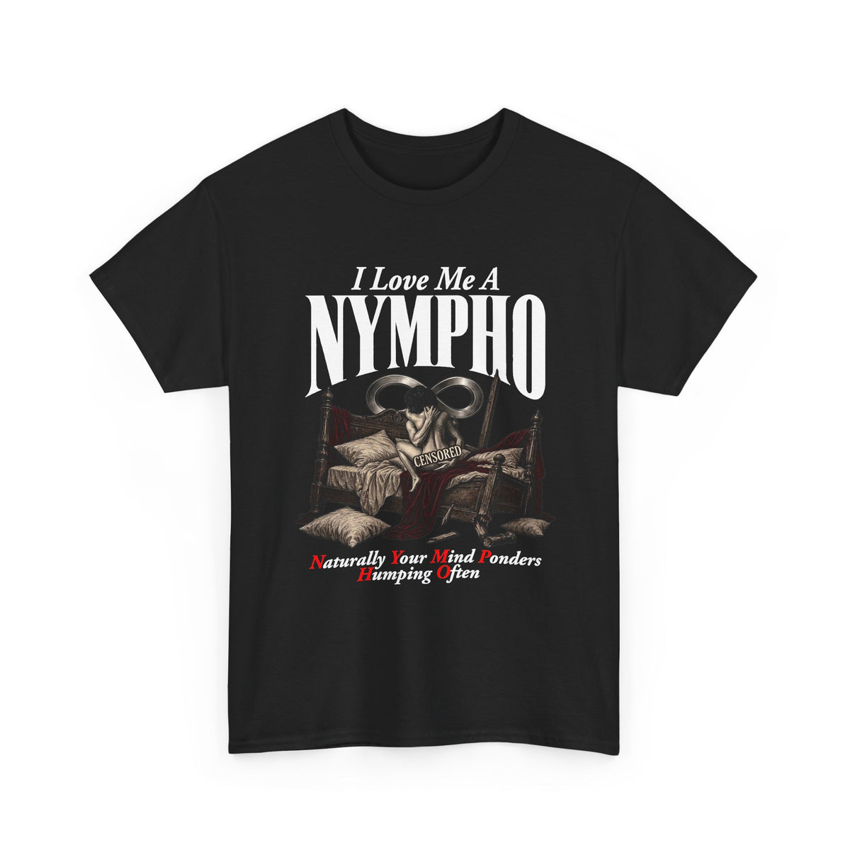 Nympho Graphic Tee — 'I Love Me a Nympho' Retro Devil Design