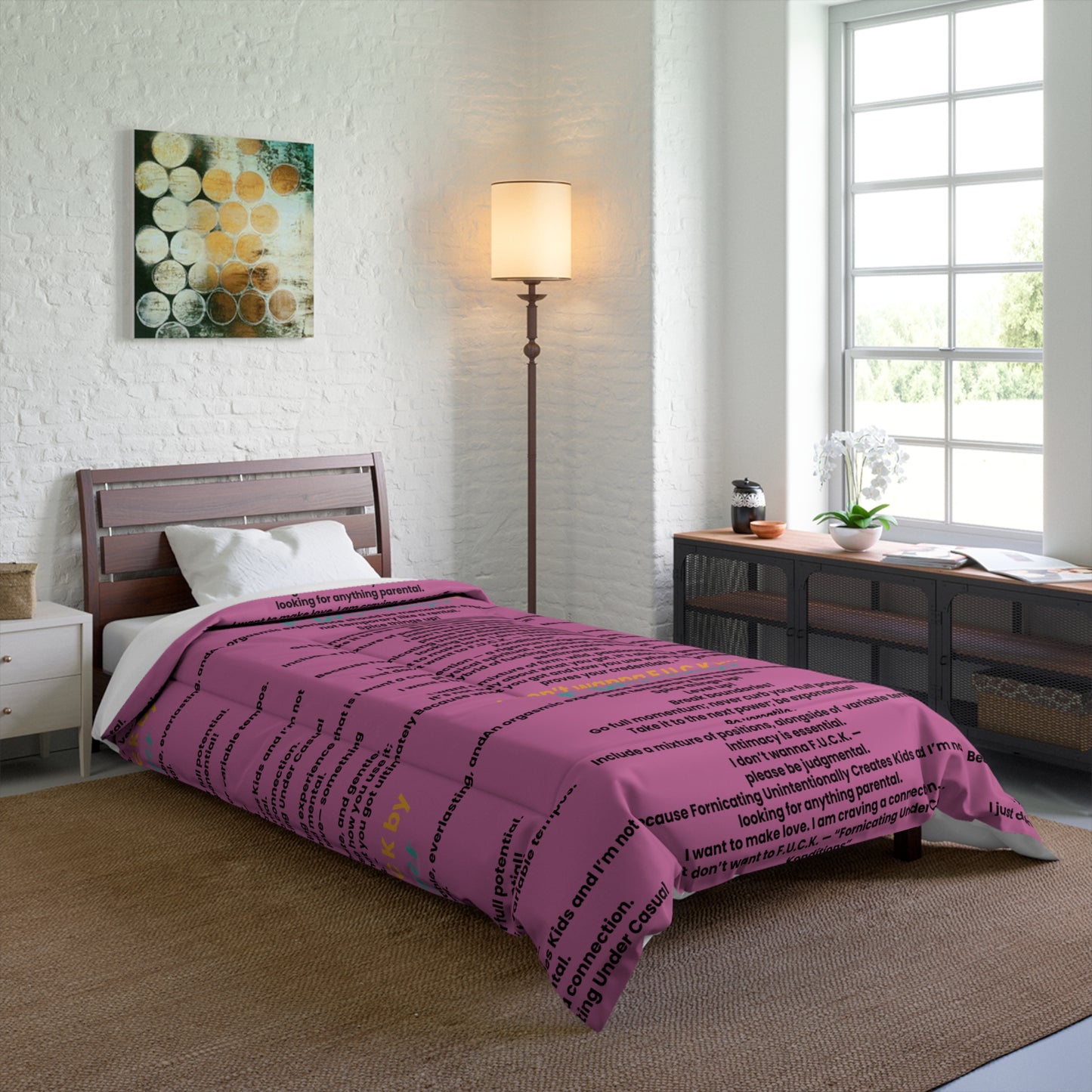 I Don't Wanna F.U.C.K. Unique Poem Comforter, Cozy Bedding, Funky Bedroom Decor,