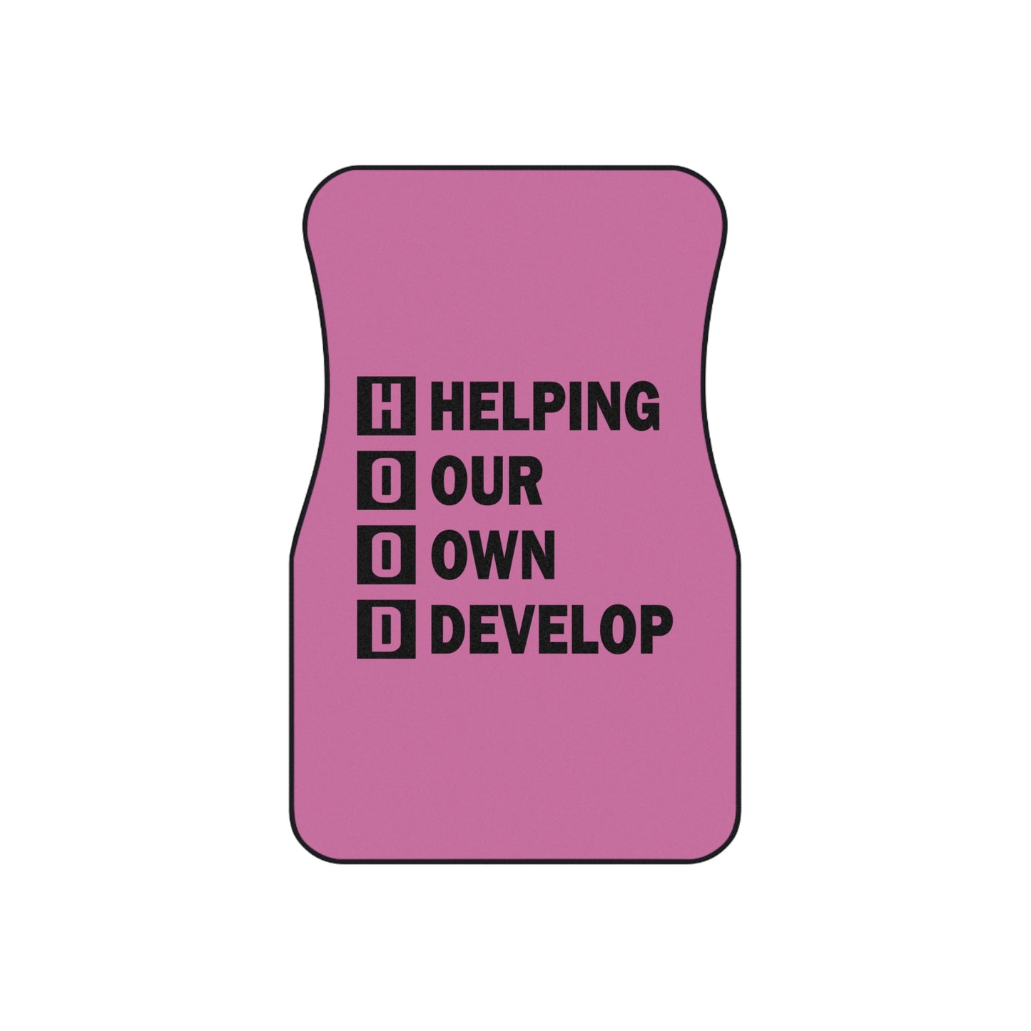 Car Mats — Pink 'HOOD: Helping Our Own Develop' Set of 4