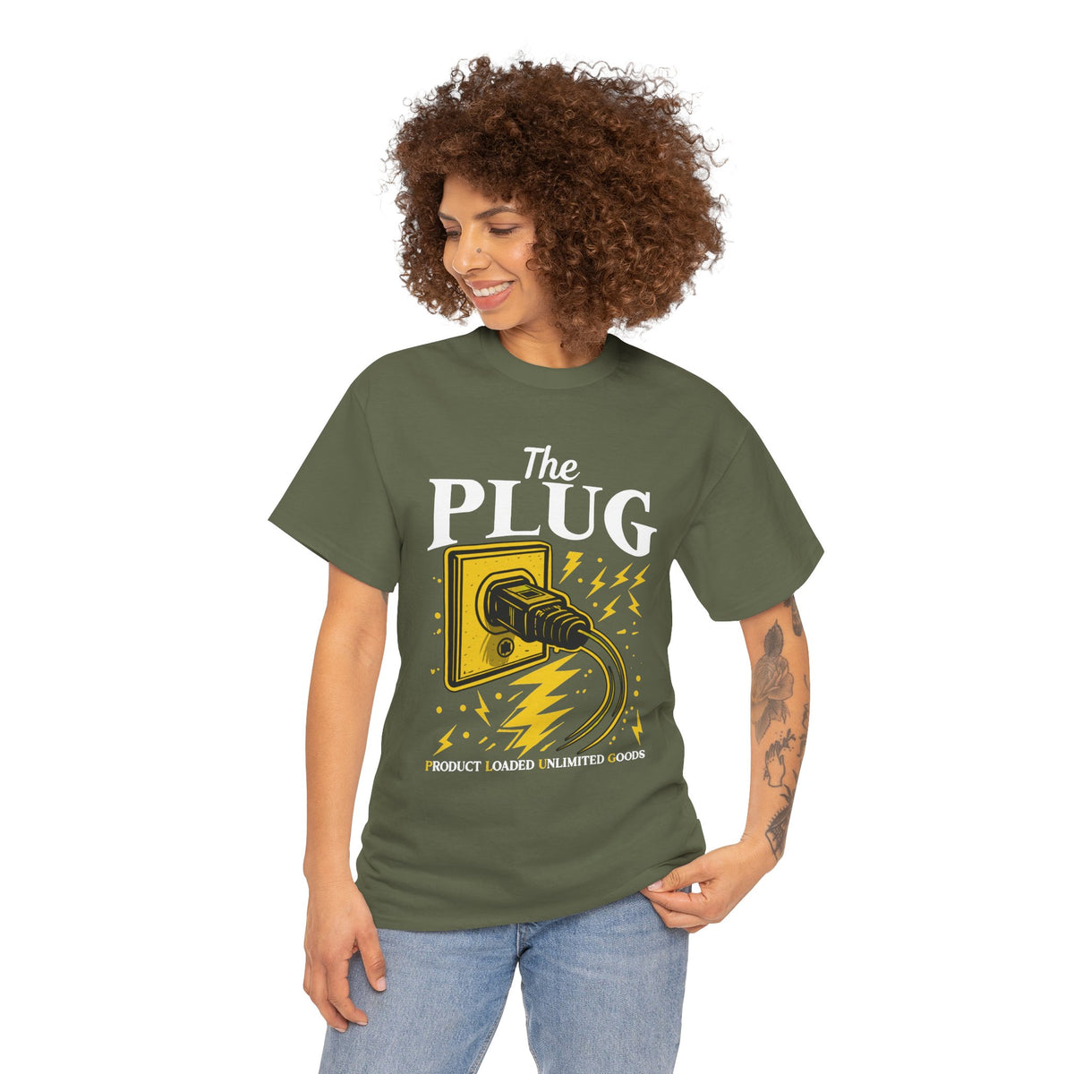 The Plug Graphic Tee — Retro Electric Plug Design