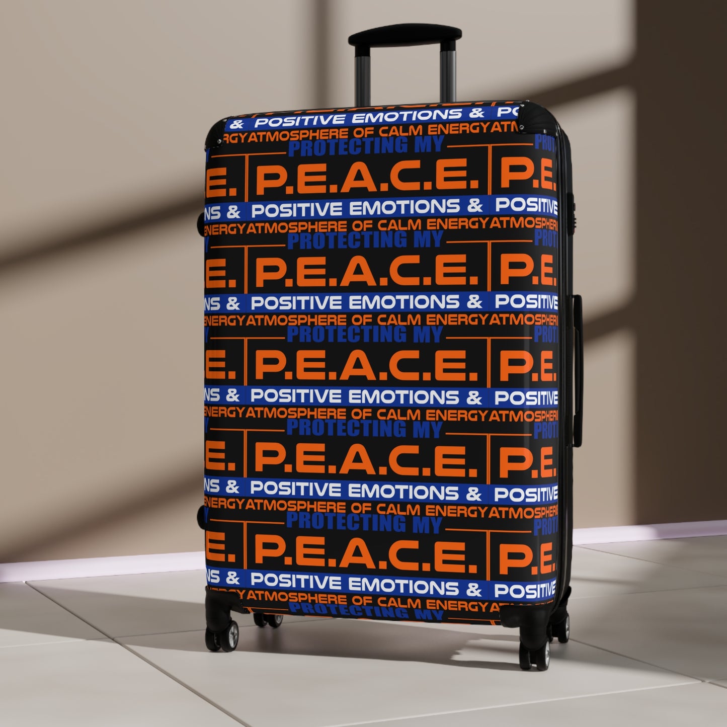 Protecting My Peace Stylish Carry-On Luggage with Motivational Design, Travel Bag for Vacation, Holiday Gifts, Peaceful Travel