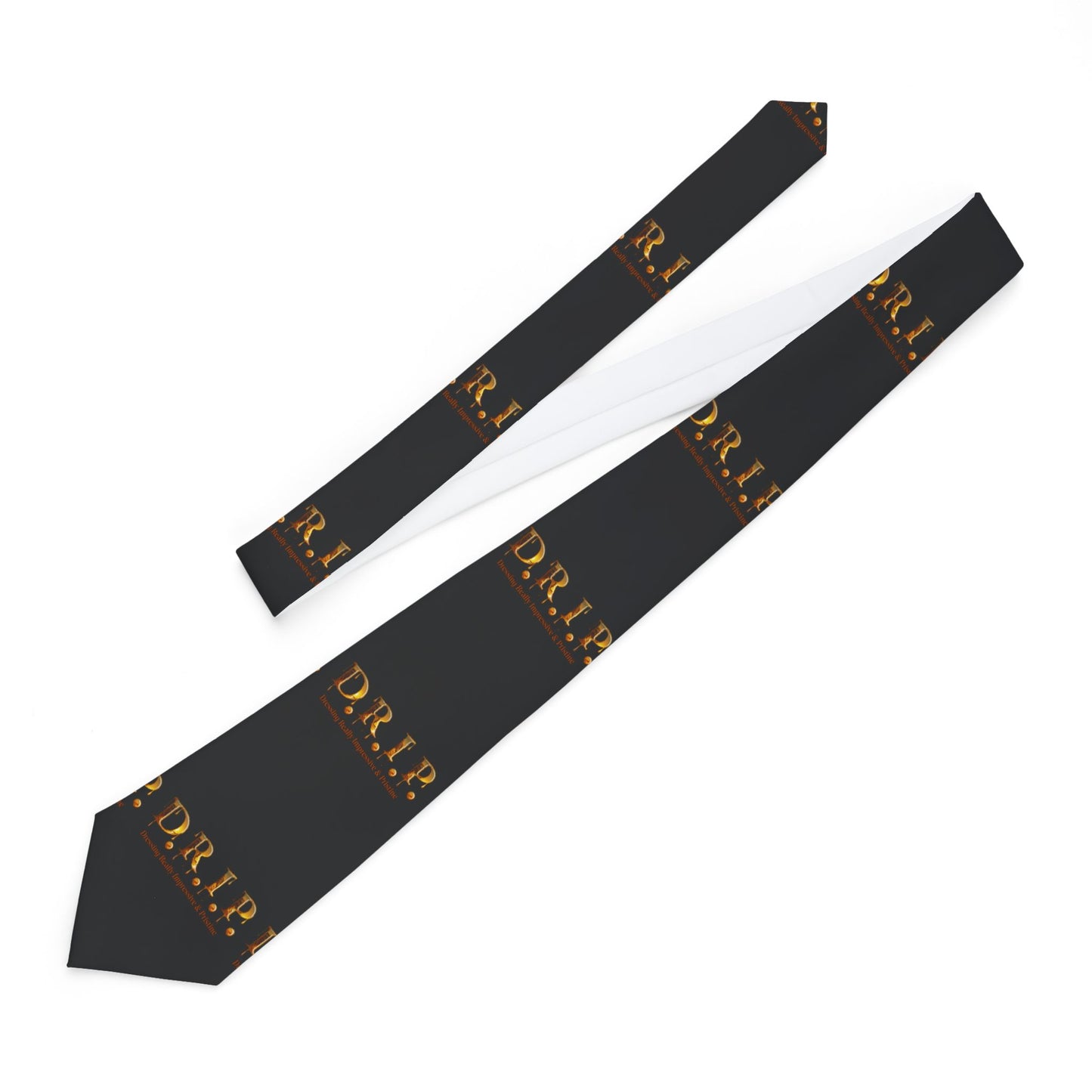 D.R.I.P. Stylish Necktie with Gold Accents, Perfect for Formal Events, Weddings, Gifts, Business Attire, Father's Day