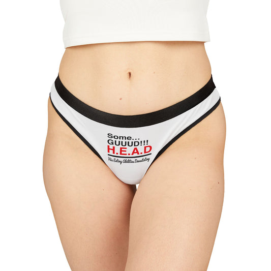 GUUUD! H.E.A.D. Playful Women's Thongs with Fun Text, Cheeky Lingerie Gift for Her, Comfortable Underwear for Everyday Wear, Birthday Gift, Cute Intimates