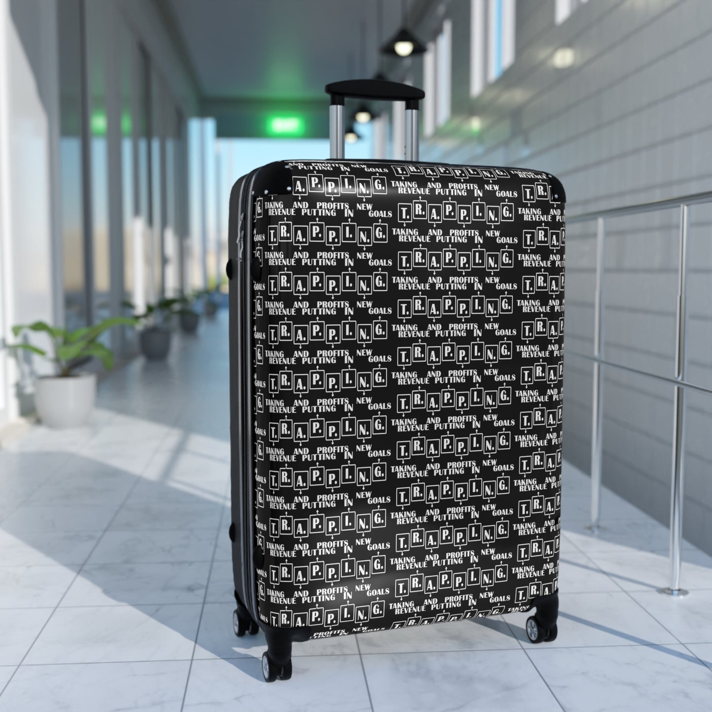 TRAPPING Stylish Travel Suitcase, Trendy Luggage, Black Pattern Carry-On,