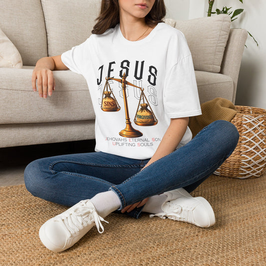 Jesus Scales T-Shirt — "Sins" vs "Forgiveness" Faith Graphic Tee
