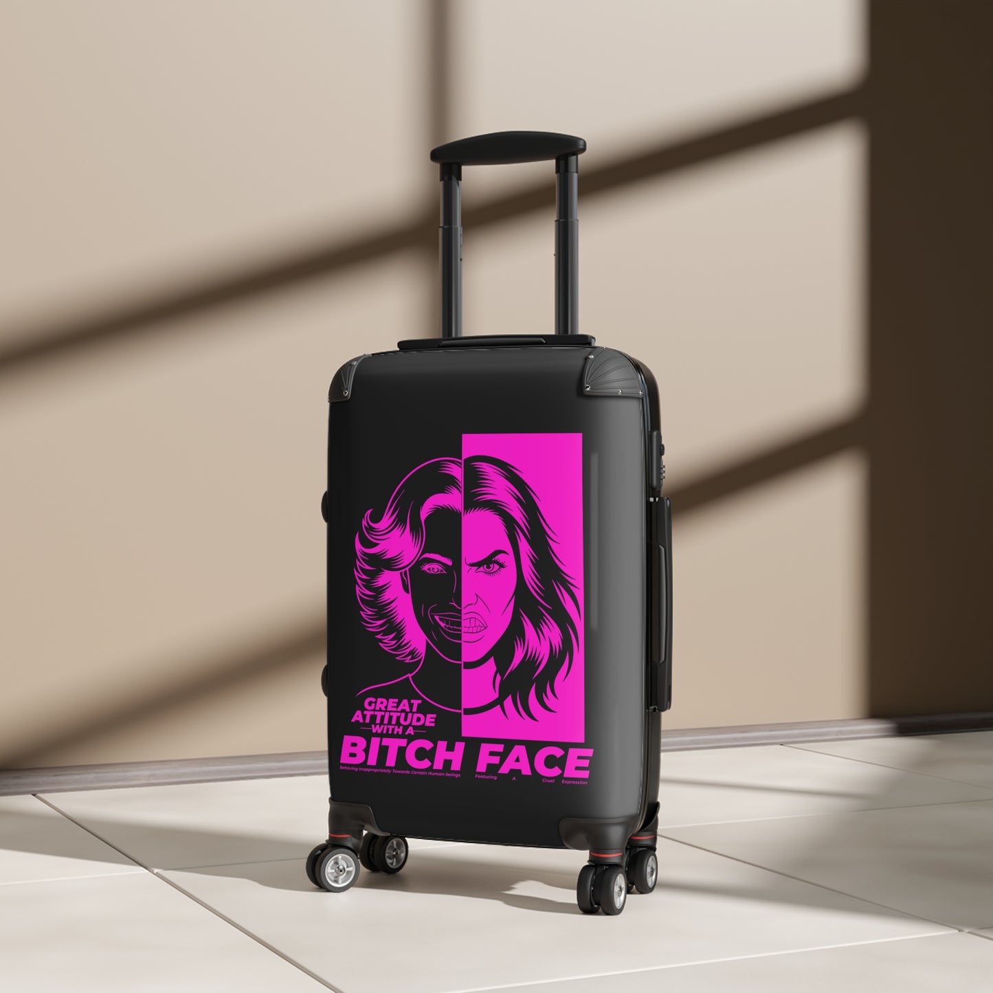 B.I.T.C.H. Face, Great Attitude Bitch Face Suitcase, Travel Bag, Fashionable Travel Gear, Unique Gift for Her