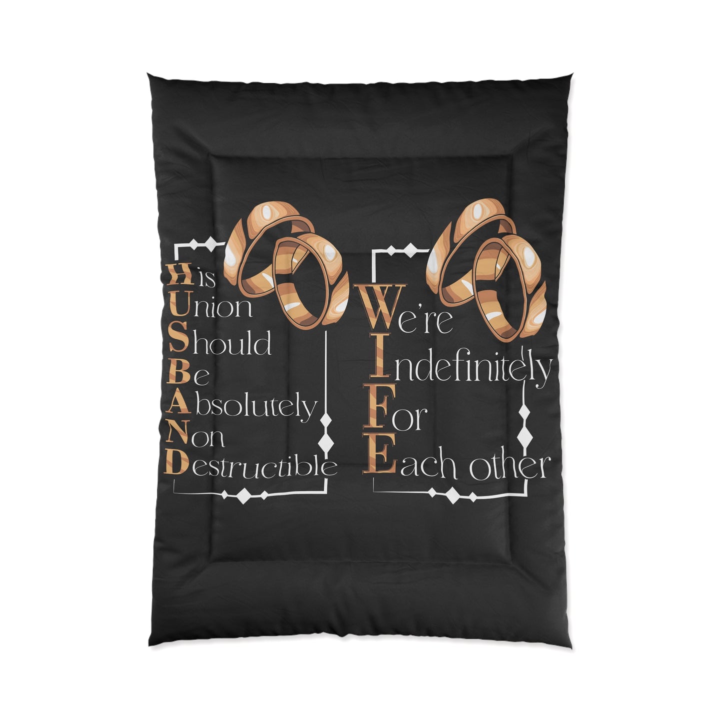 H.U.S.B.A.N.D. W.I.F.E. Romantic Union Comforter - Couples Bedding for Anniversaries, Weddings, Engagements, Home Decor, Gift for Spouses