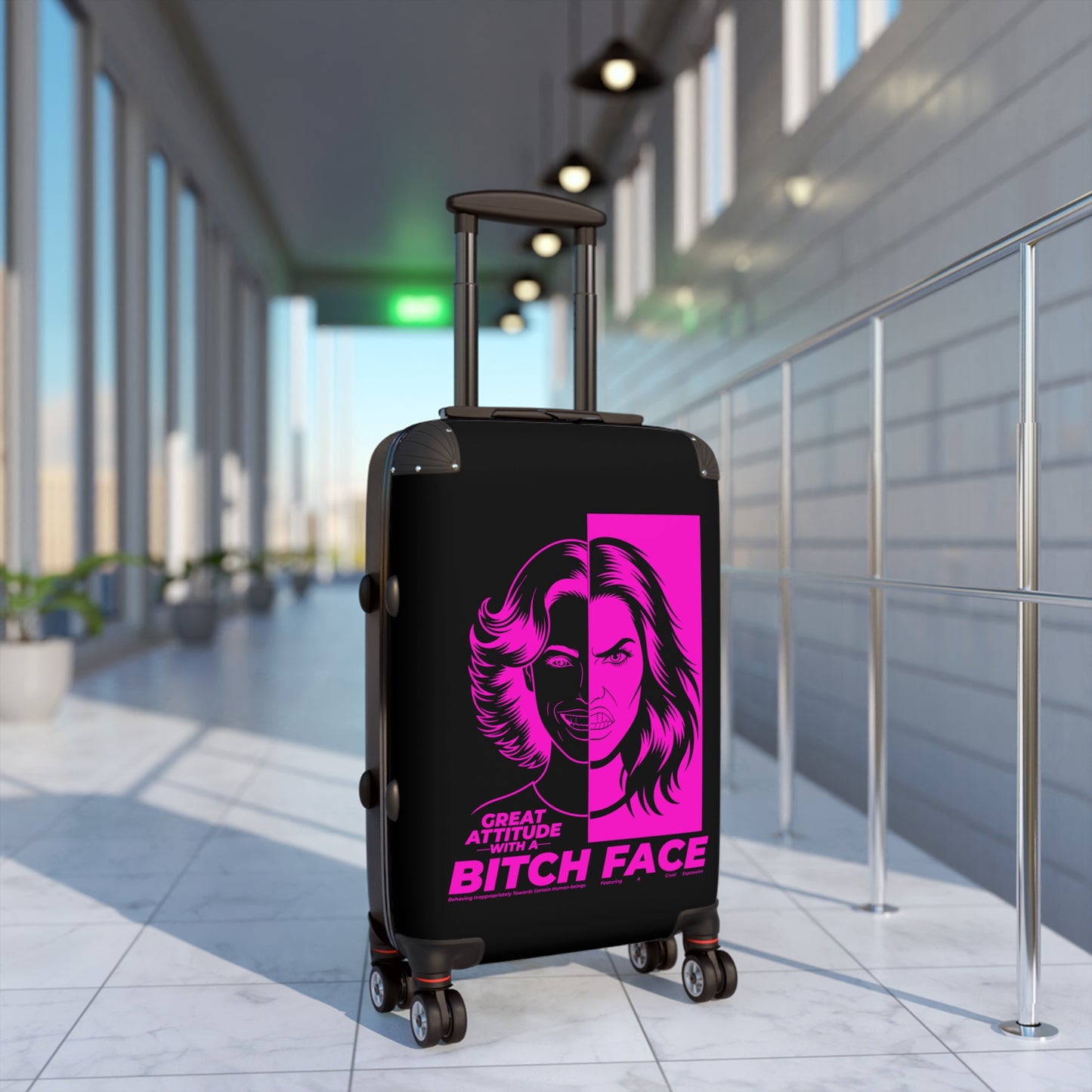 B.I.T.C.H. Face, Great Attitude Bitch Face Suitcase, Travel Bag, Fashionable Travel Gear, Unique Gift for Her