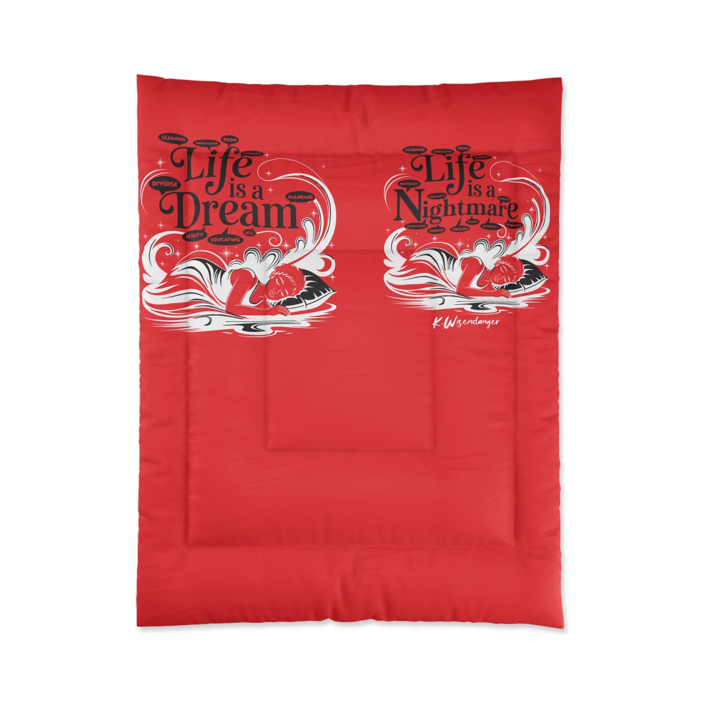 Life Is A Dream Comforter - Cozy Bedding, Fun Bedroom Decor, Unique Gift for Teens, Playful Sleep Essentials, Red Comforter Set