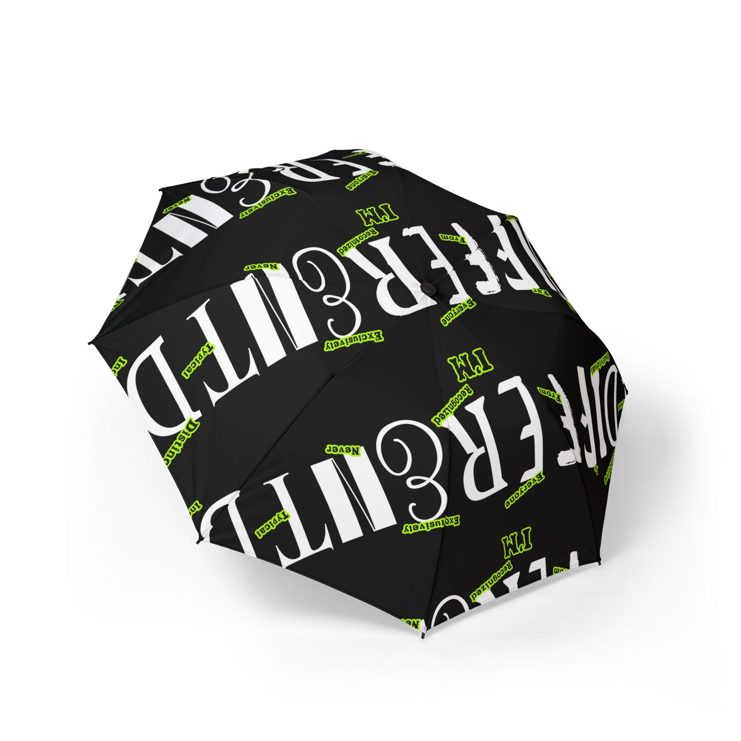 I'M D.I.F.F.E.R.E.N.T. Foldable Semi-Automatic Umbrella — Bold 'Certified' Typography Design