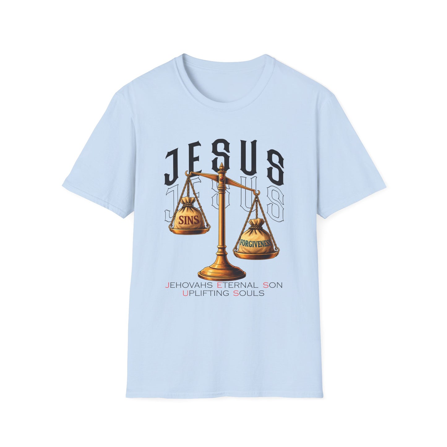 Jesus Scales T-Shirt — "Sins" vs "Forgiveness" Faith Graphic Tee