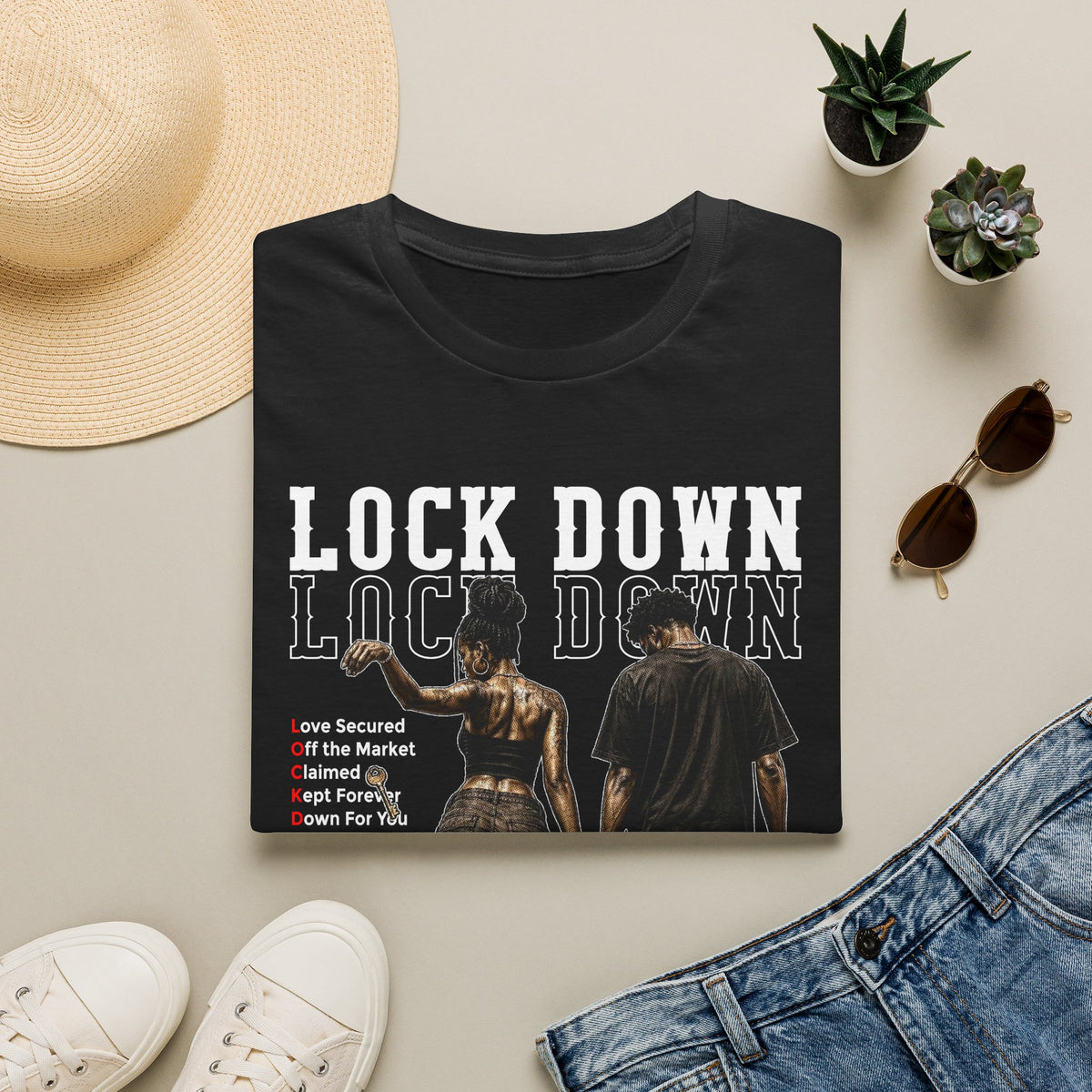 Lock Down Graphic T-Shirt — Holding Hands Street Art Design