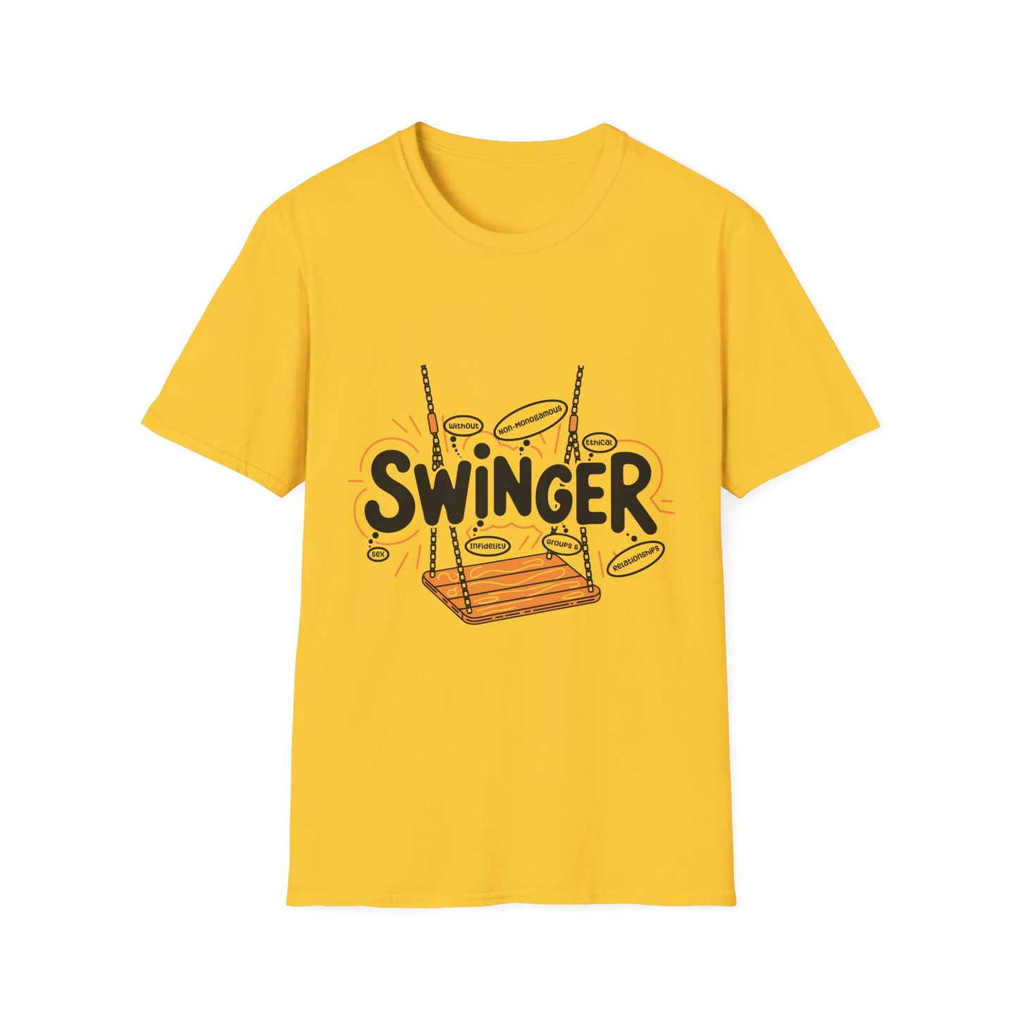 Fun S.W.I.N.G.E.R. (Sex Without Infidelity Non-Monogamous Groups Ethical Relationships) T-Shirt - Perfect for Promiscuous Spirits, Ethical Non-Monogamy & Adult Fun