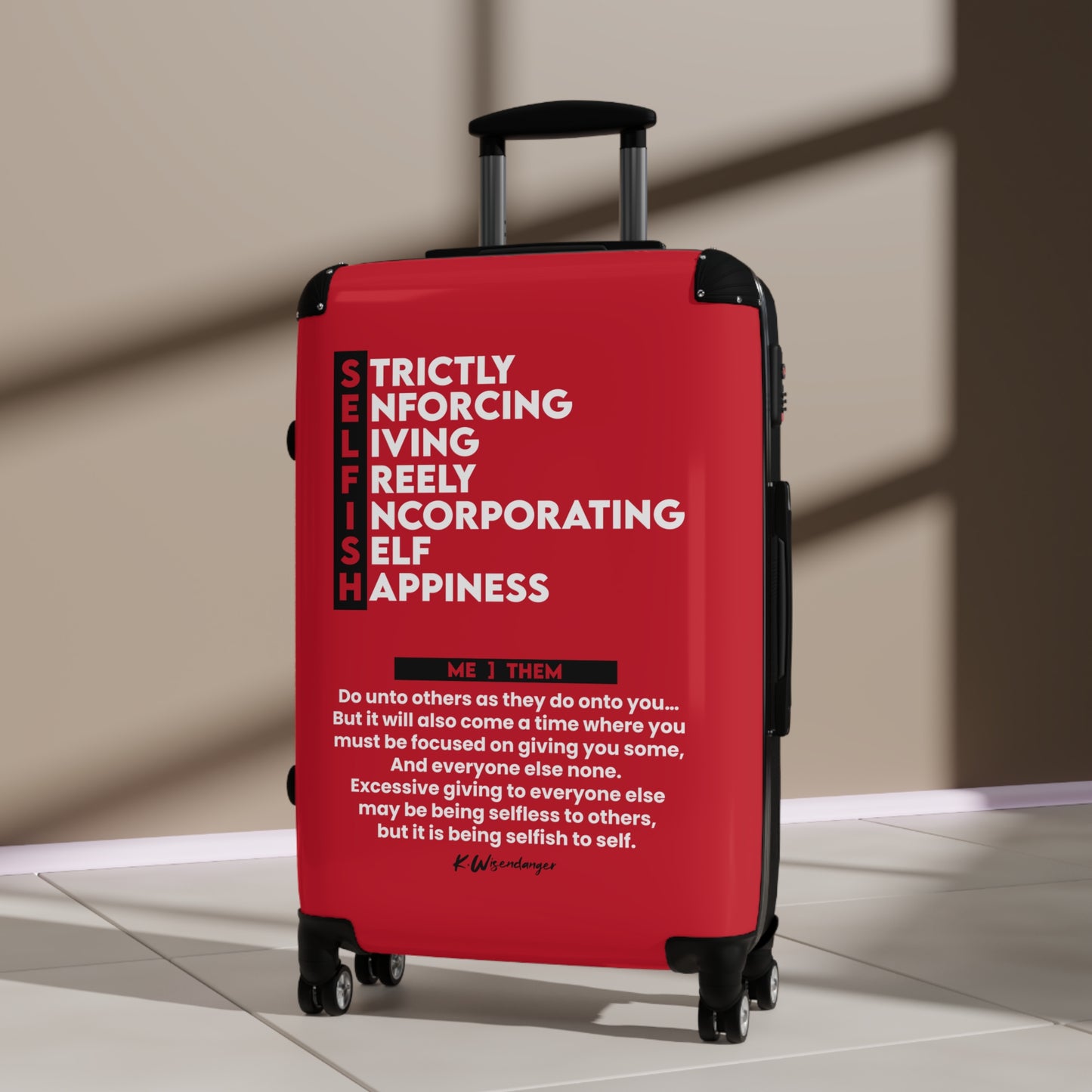 Self-Care Suitcase with Inspirational Quote, Travel Accessories, Vacation Essentials, Self-Love Gifts, Luggage for the Mindful Traveler