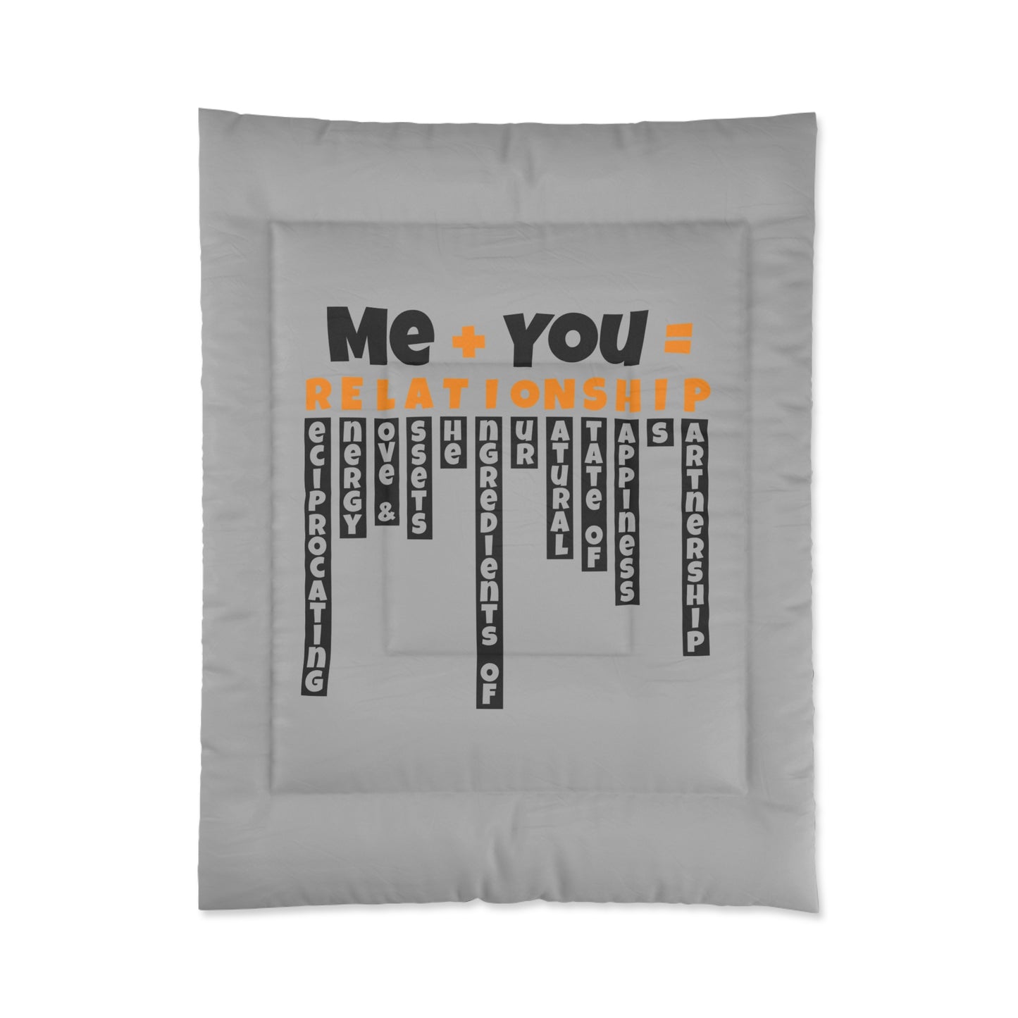 Relationship Comforter, Cozy Bedspread, Bedroom Decor, Gift for Couples, Love Theme Bedding, Relationship Goals Home Accents