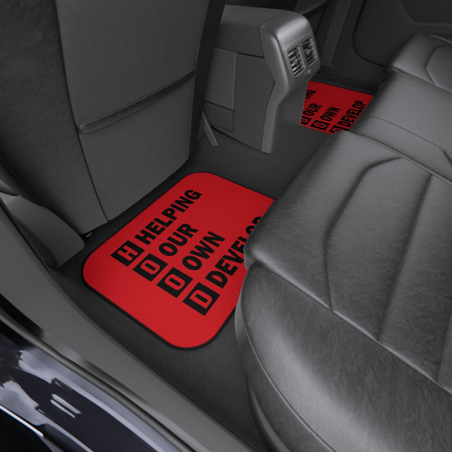 Car Mats — Red "H.O.O.D. Helping Our Own Develop" Floor Mat Set (4-Piece)