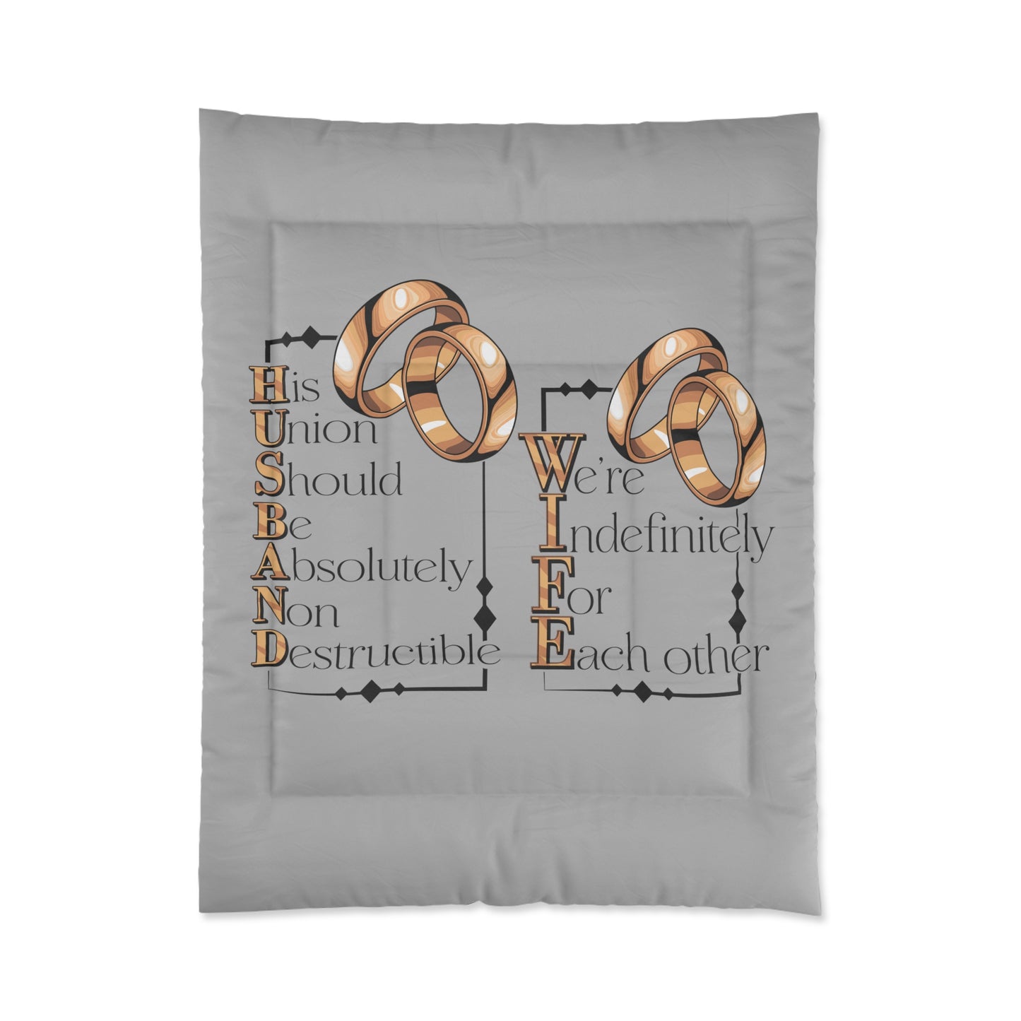 H.U.S.B.A.N.D. W.I.F.E. Couple Comforter, Wedding Gift, Anniversary Bedding, Love Decor, Cozy Bedroom Essentials