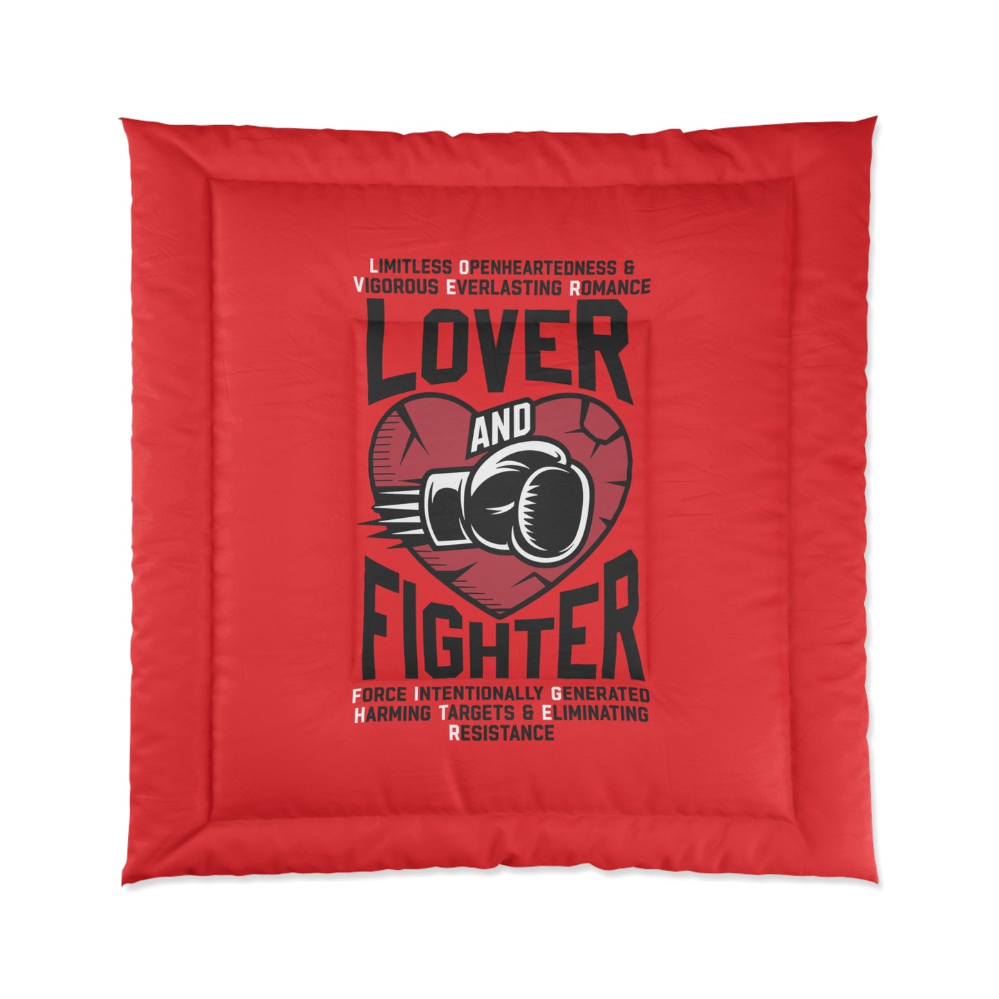 L.O.V.E.R. & F.I.G.H.T.E.R. Comforter - Bold Red Bedding for Fighters & Lovers, Bohemian Bedroom Decor, Gift for Couples, Romantic Home Accents, [...]