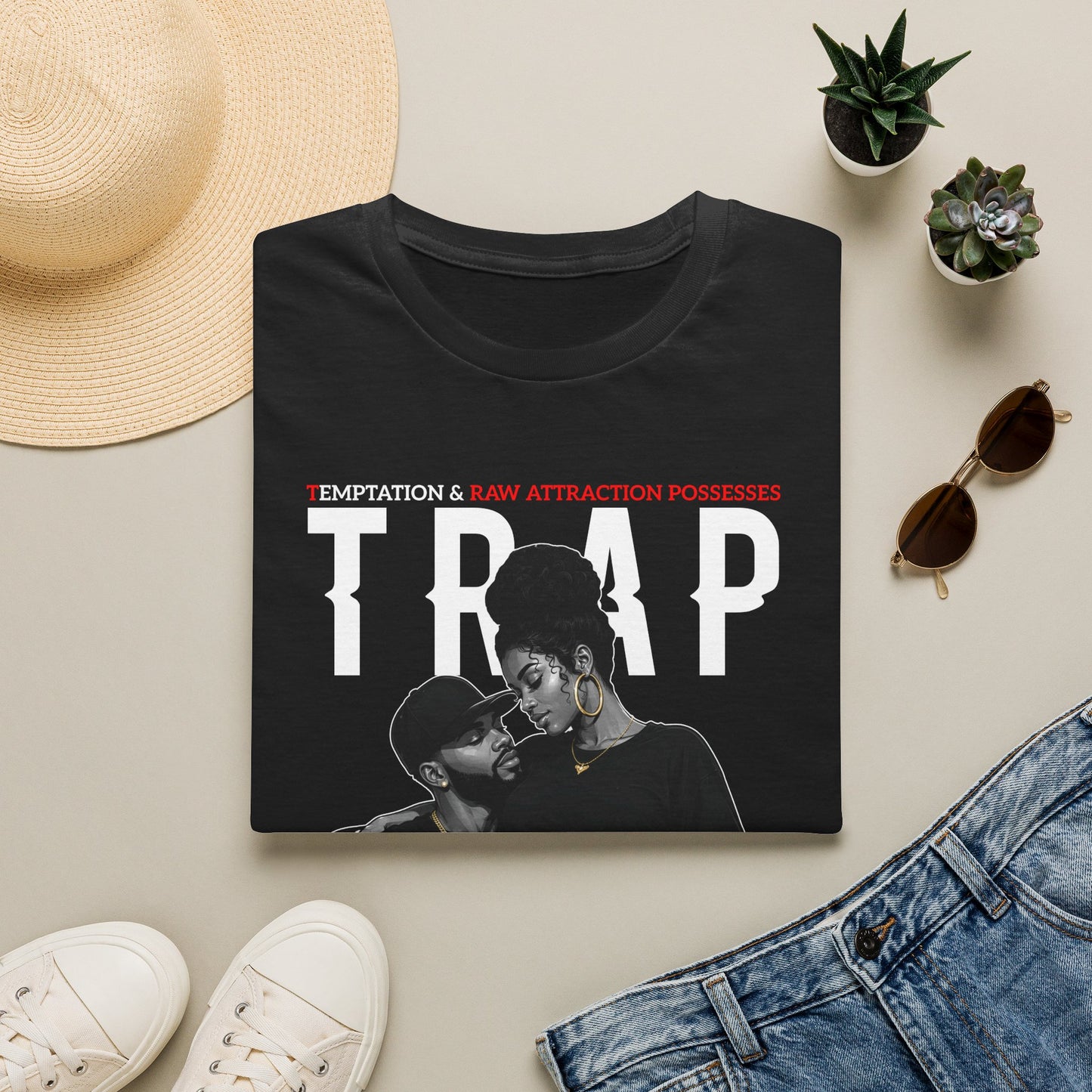 Trap Him Graphic T-Shirt — 'Trap: His Income & Mind' Urban Couple Streetwear