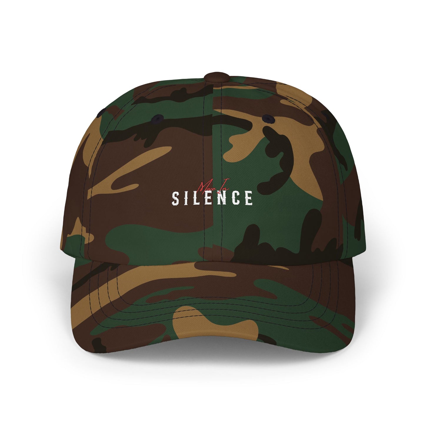 Move In S.I.L.E.N.C.E. Trendy Dad Cap with 'Silence' Text, Relaxed Style, Perfect for Casual Outfits, Gifts for Fathers, Birthdays, Everyday Wear