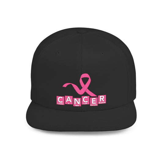 Breast C.A.N.C.E.R. Awareness Flat Bill Snapback Cap, Supportive Hat, Gift for Cancer Survivors, Advocacy Merchandise, Fundraising Events