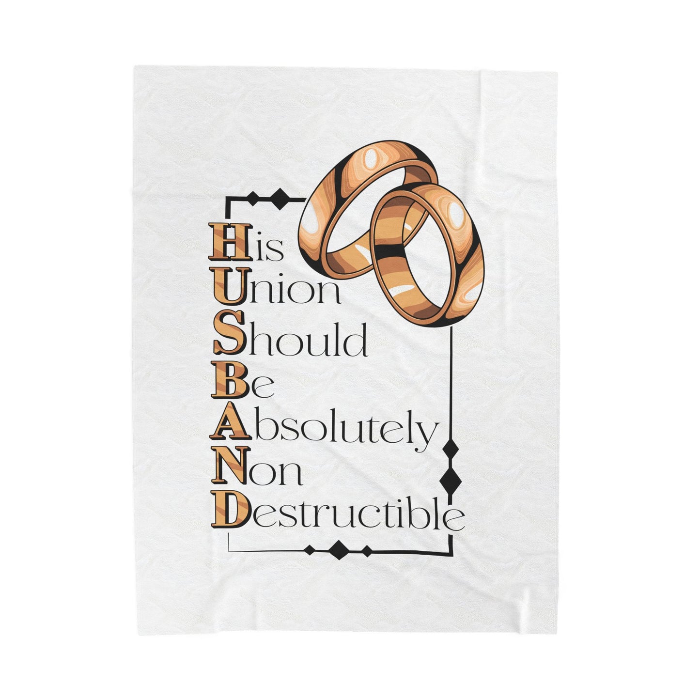 H.U.S.B.A.N.D. His Union Should Be Absolutely Non Destructible Velveteen Plush Blanket, Wedding Gift, Marriage Decor, Anniversary Gift,