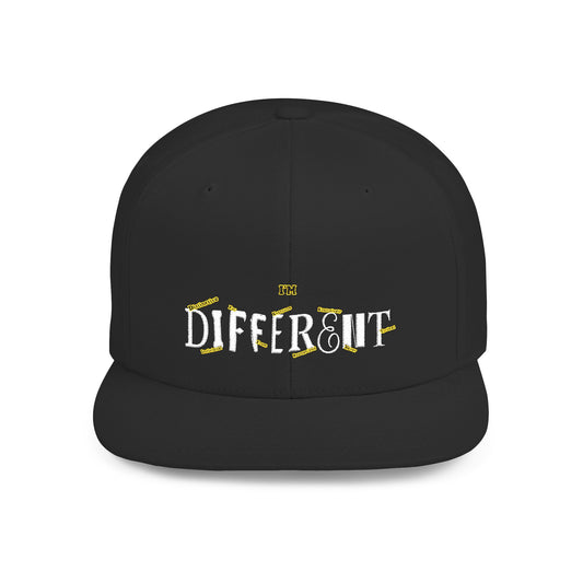 I'M D.I.F.F.E.R.E.N.T. Trendy Flat Bill Snapback Hat, Cool Streetwear Cap for Hipsters, Unique Gift for Birthdays, Festivals, and Outdoor Events