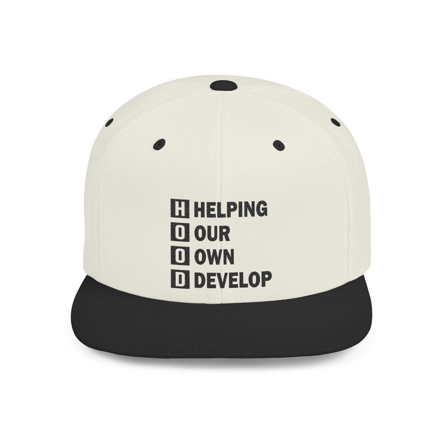 H.O.O.D. Helping Our Own Develop Snapback Hat | Motivational Cap for Community Support, Streetwear