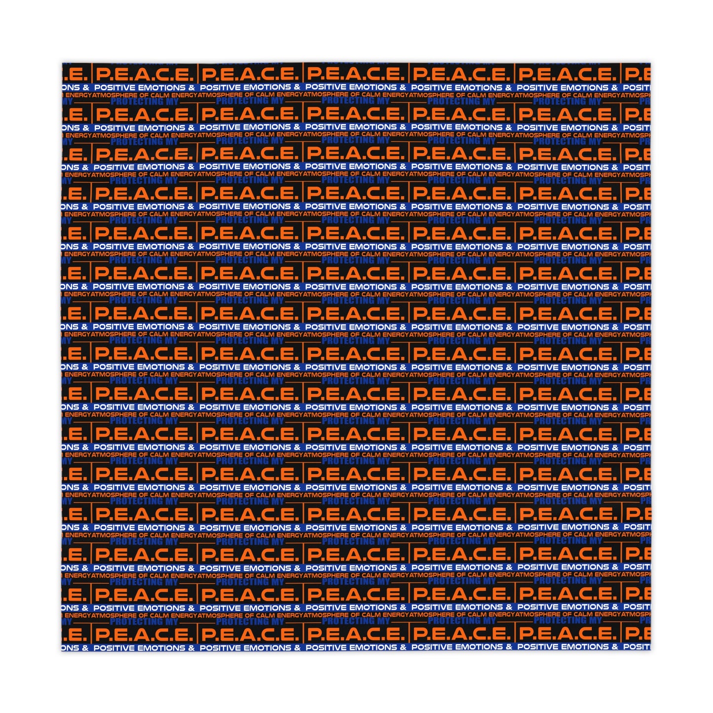 Peace Pattern Tablecloth — Bold Orange & Navy Repeating "P.E.A.C.E." Design