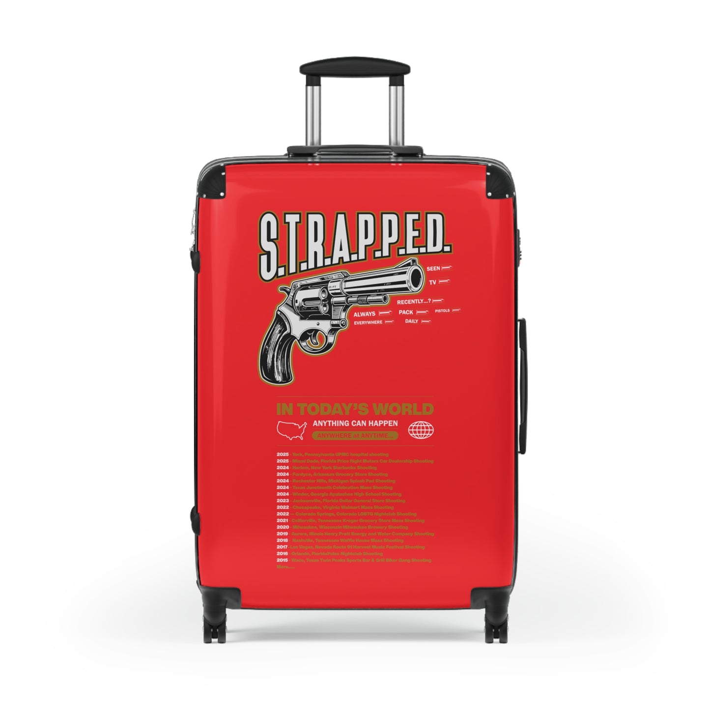 Gun Graphic Carry-On Luggage, Stylish Travel Bag, Unique Suitcase, Gift for Travelers, Suitcase with Attitude