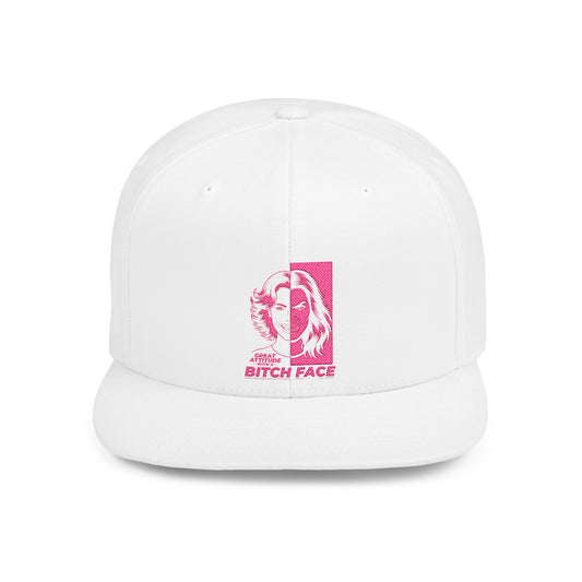 B.I.T.C.H. F.A.C.E. Flat Bill Snapback Hat | Trendy Hat for Bold Statement, Unique Fashion Headwear