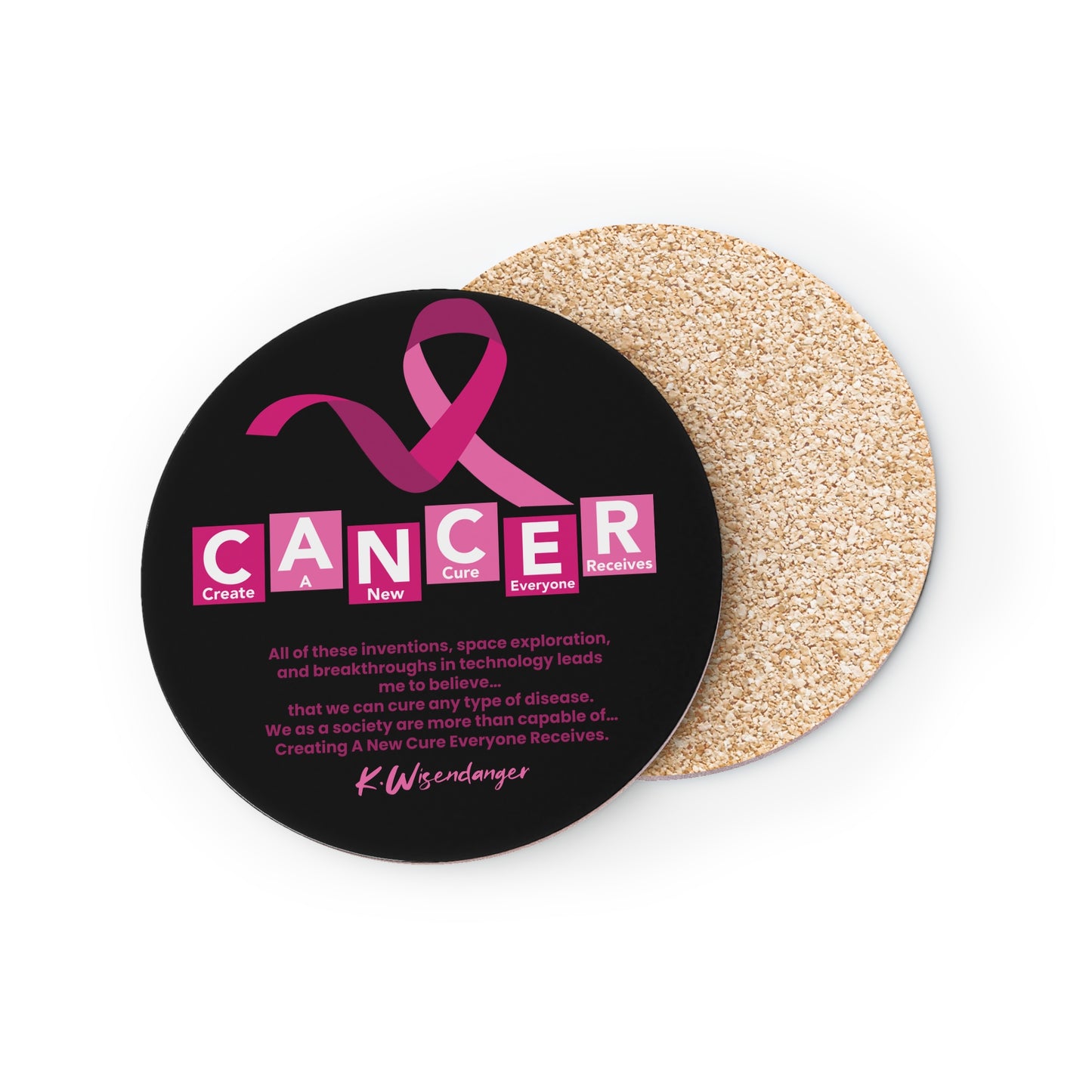 Breast C.A.N.C.E.R.  Awareness Coaster — Pink Ribbon Support Drink Coaster
