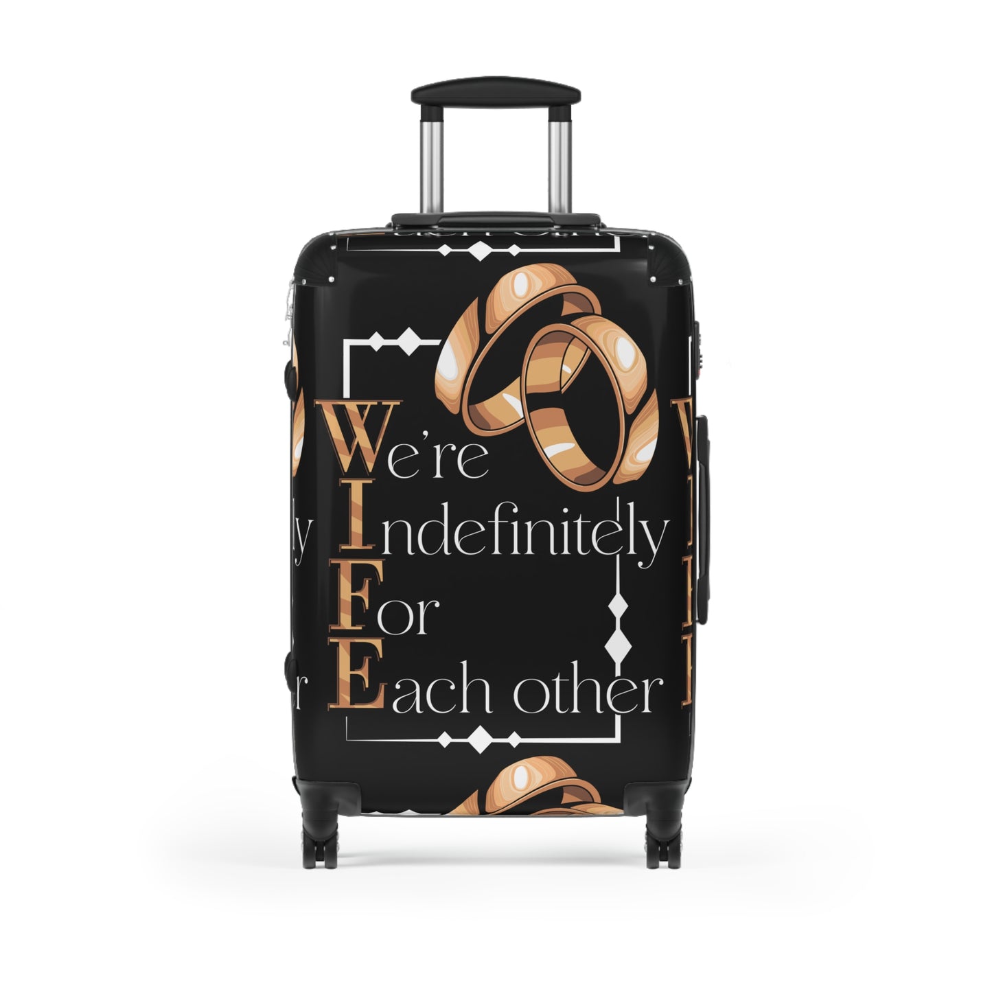 W.I.F.E. Elegant Wedding Suitcase with Rings Design, Travel Luggage, Bride's Gift, Honeymoon, Couple's Travel Bag, Newlywed Suitcase