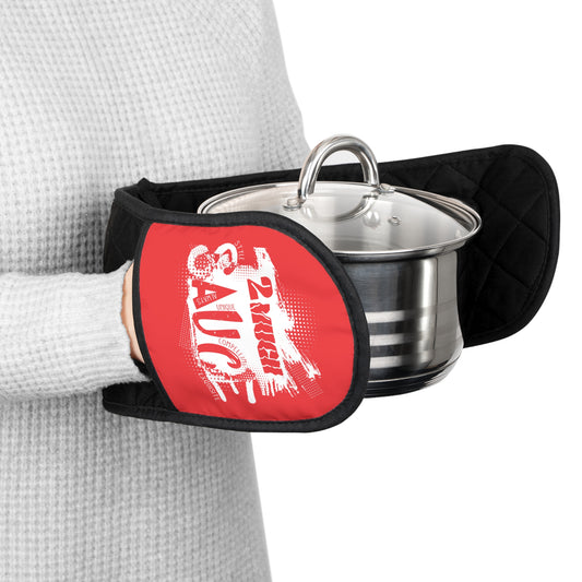 2 Much Sauce - Double Oven Mitts Strap for Grill & Kitchen