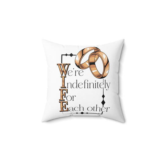 W.I.F.E. Romantic Wedding Pillow with Rings Design, Perfect Anniversary or Wedding Gift, Home Decor for Couples, Personalized Love Accent