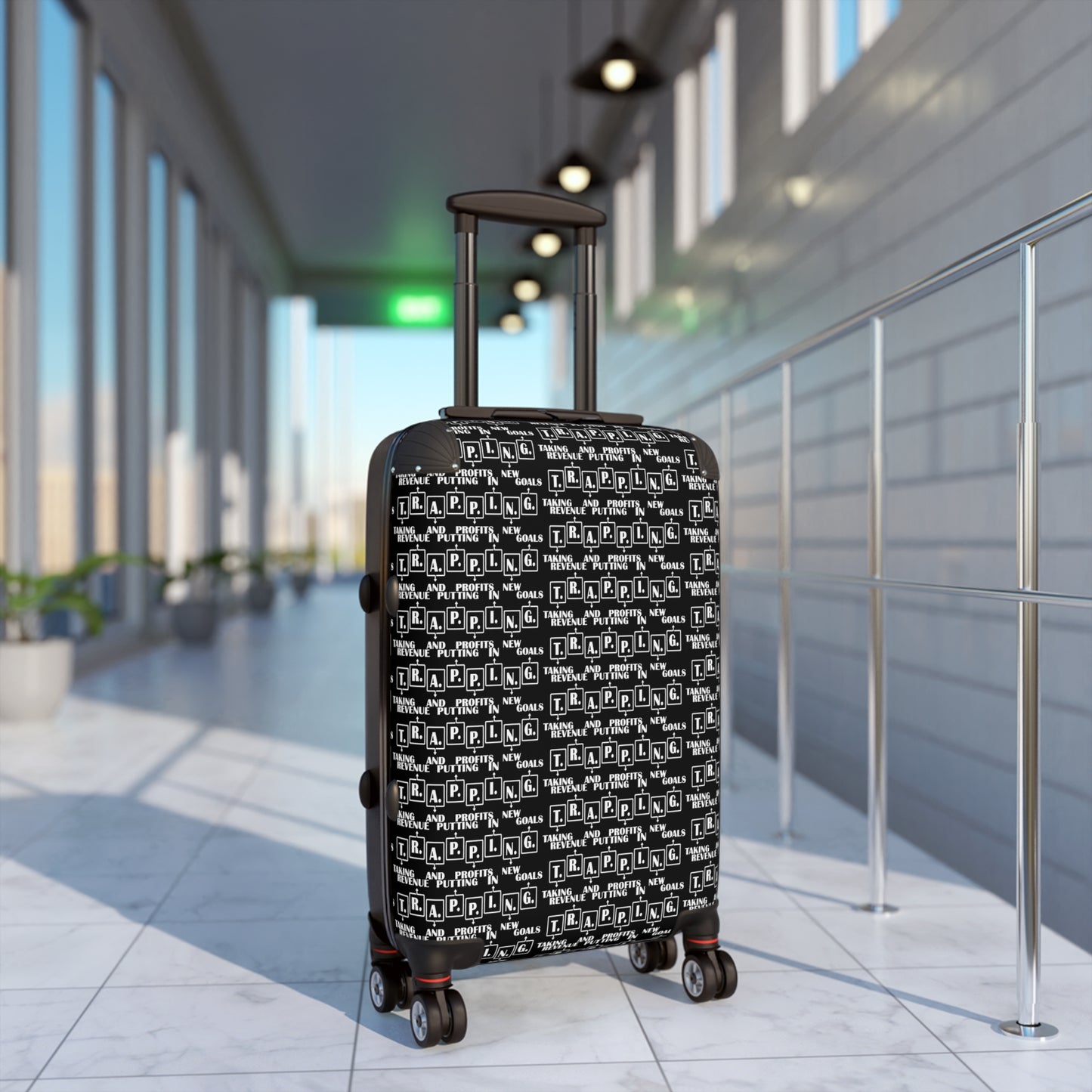 TRAPPING Stylish Travel Suitcase, Trendy Luggage, Black Pattern Carry-On,