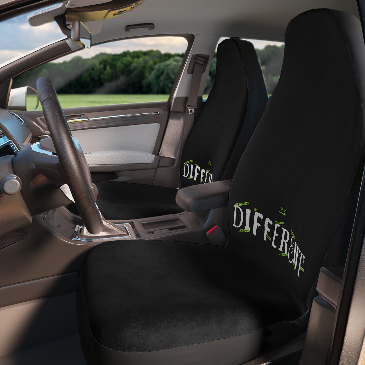 Car Seat Covers — 'Different' Graphic Polyester Front Seat Protectors