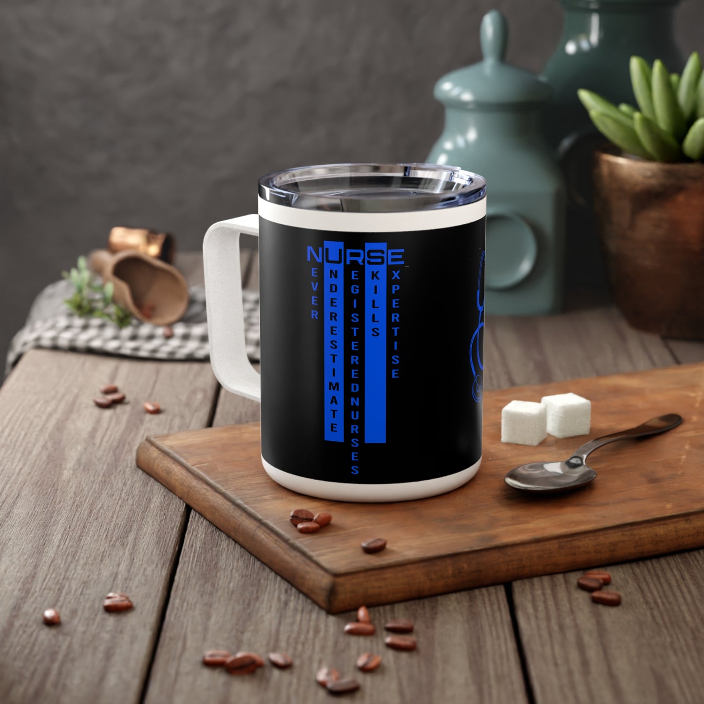 N.U.R.S.E. (Never Underestimate Registered Nurses' Skills & Expertise) Insulated Coffee Mug, Perfect Gift for Nurses