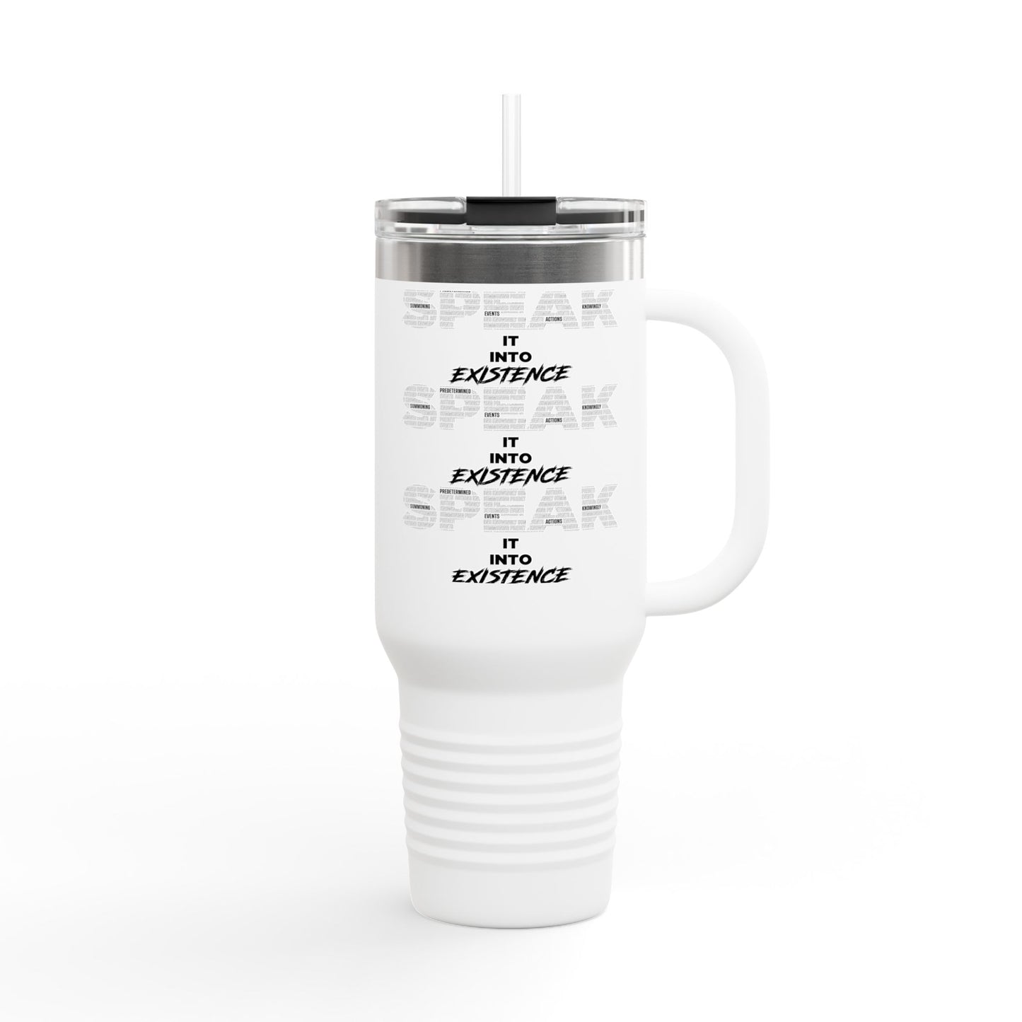 S.P.E.A.K. It Into Existence Stylish Insulated Travel Mug - 40oz, Trendy Coffee Tumbler for On-the-Go, Perfect for Road Trips