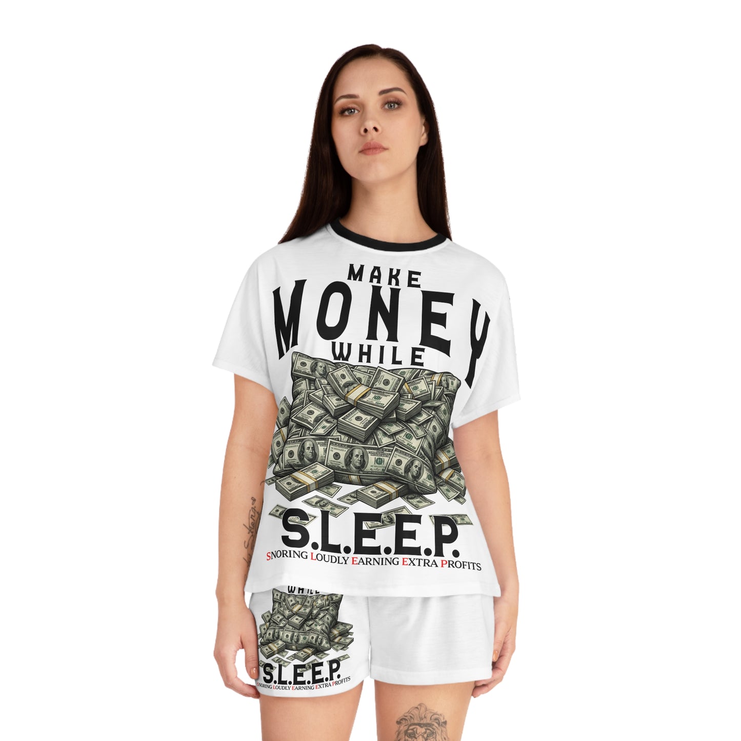 Money While Sleep Women's Short Pajama Set (AOP)