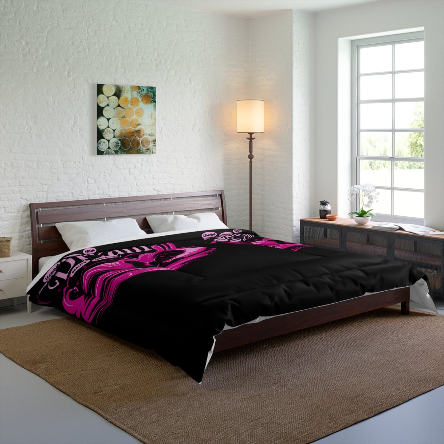 Life Is A Dream Comforter, Cozy Bedding Set, Gothic Home Decor, Boho Bedroom, Halloween Textile, Gift for Dreamers