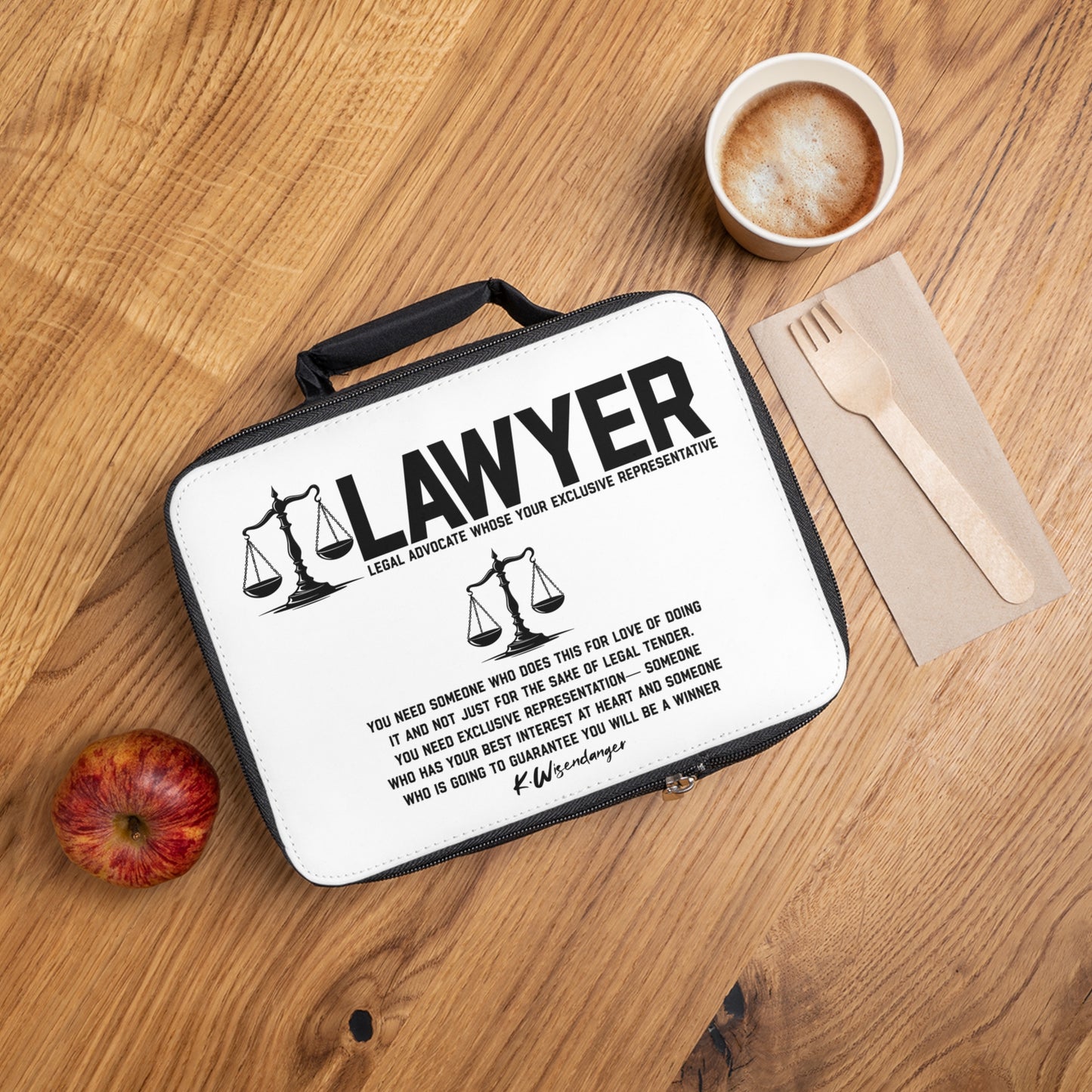 Lawyer Scales Lunch Bag – Legal Advocate Inscribed Tote for Attorneys