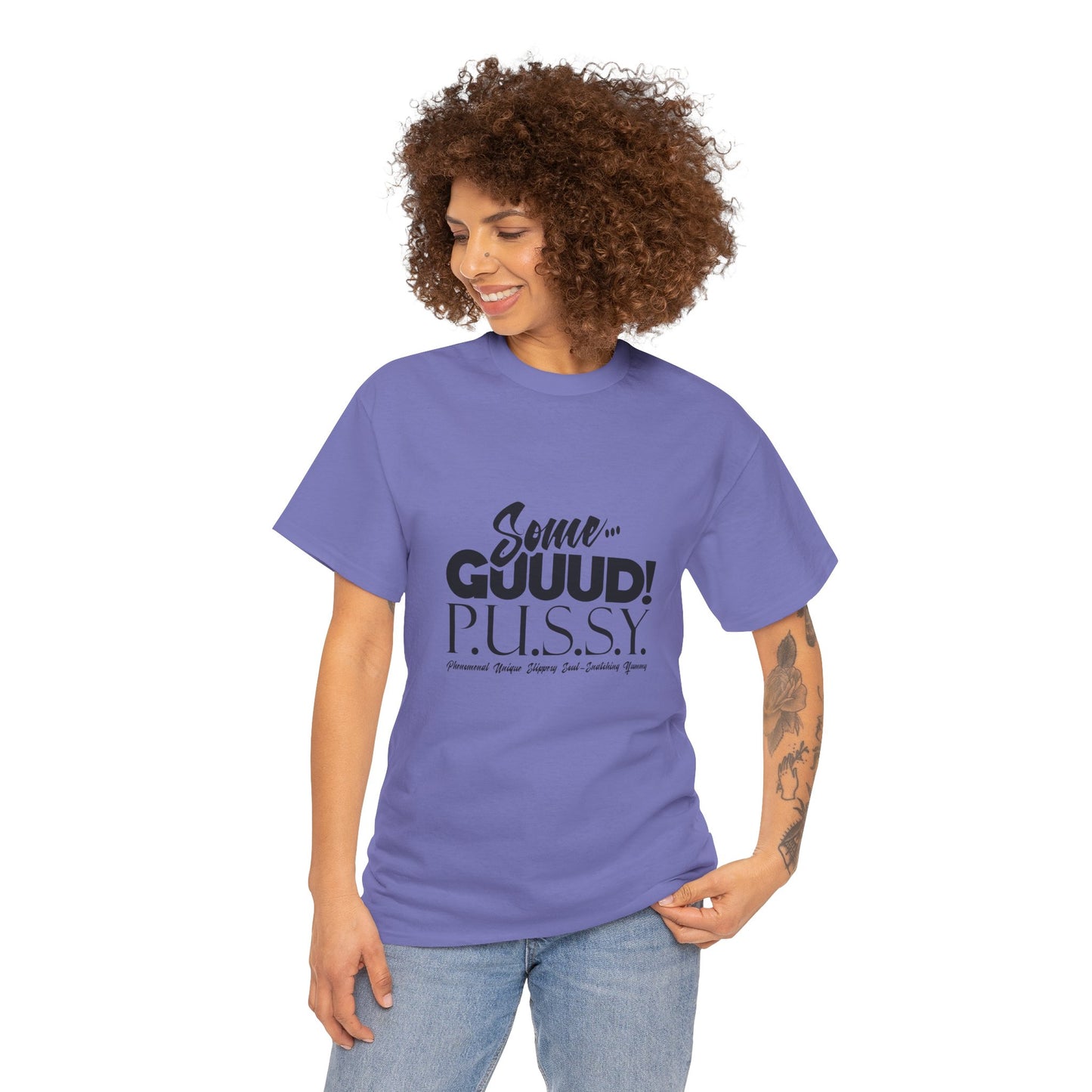 GUUD P.U.S.S.Y. Bold Statement Tee, Unisex Cotton Shirt, Graphic Tee for Self-Expression,