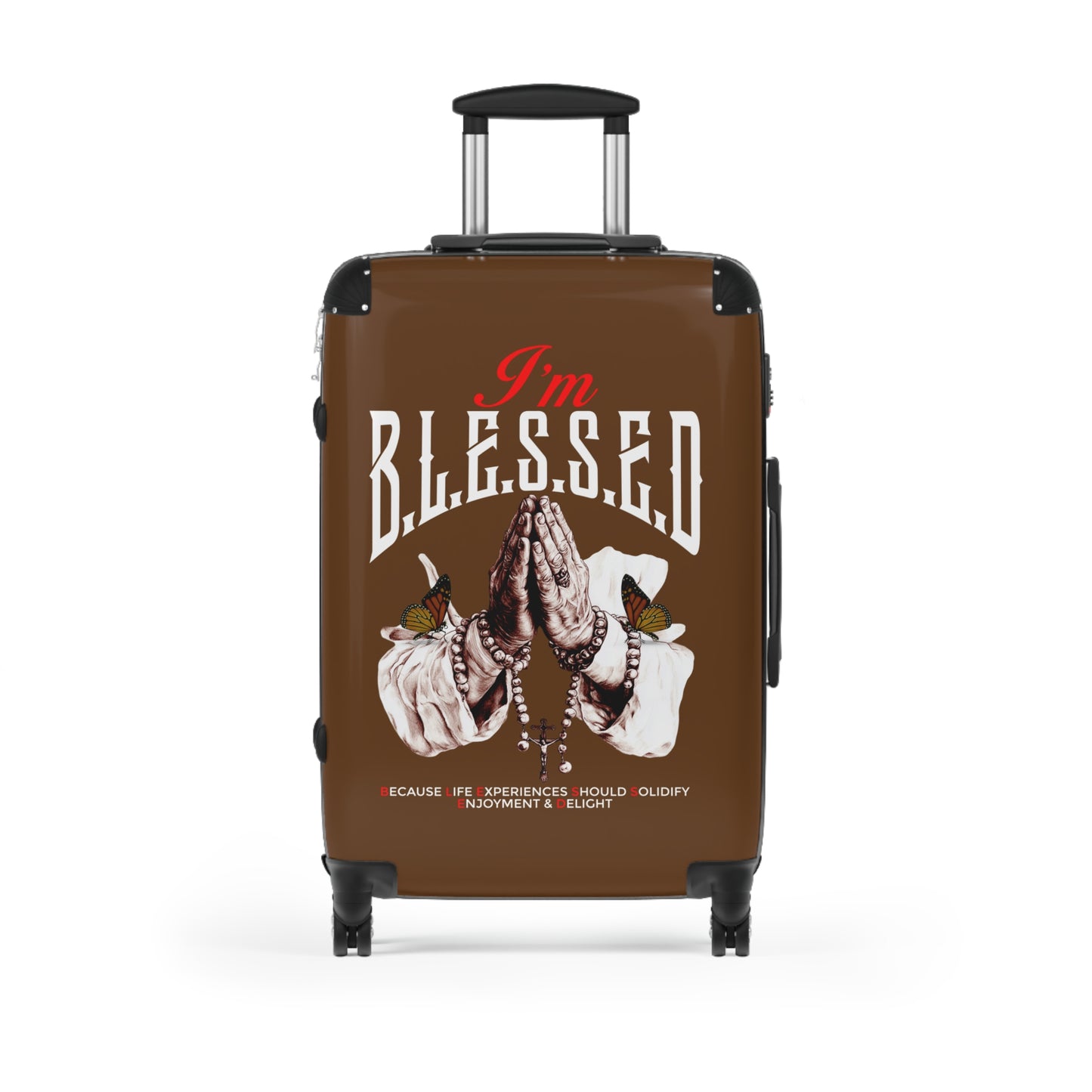Blessed Suitcase - Travel Luggage, Inspirational Bag, Unique Gift for Travelers, Blessed Quote Design, Airport Ready