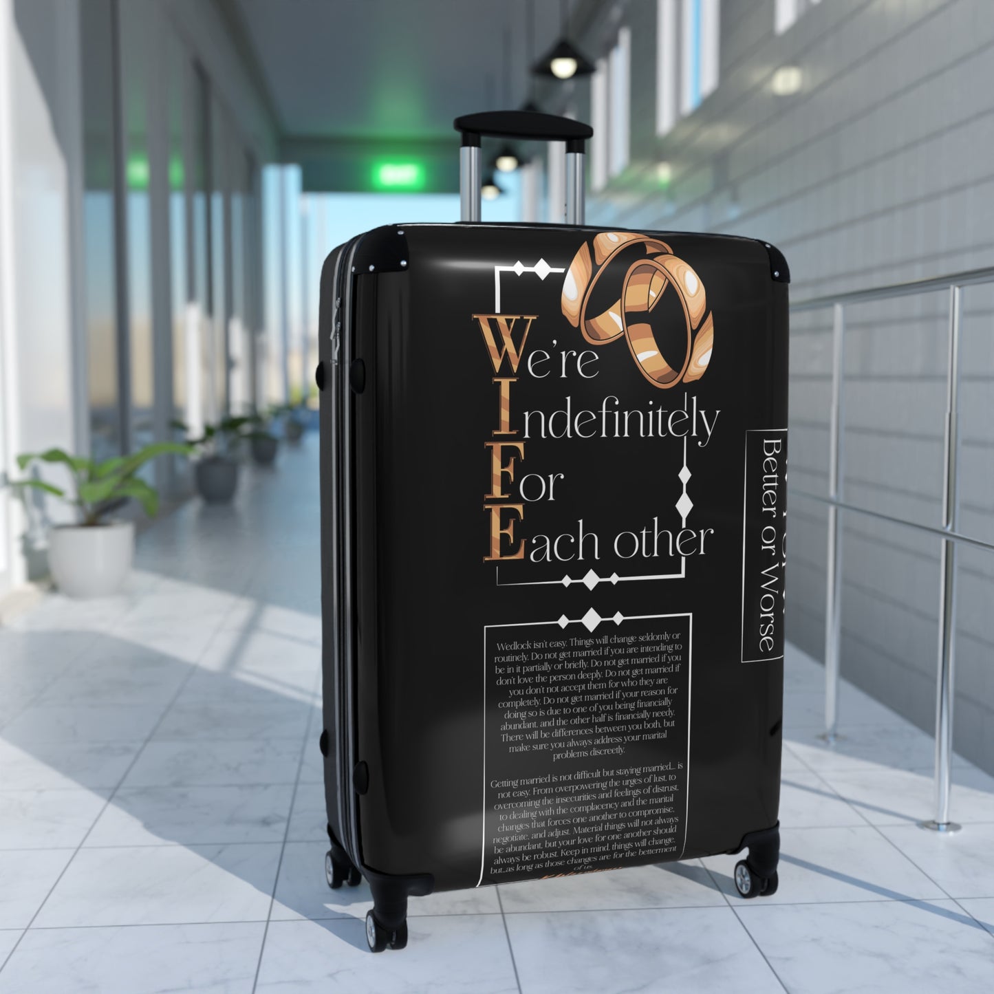 W.I.F.E. Personalized Suitcase for Couples, Romantic Travel Luggage, Wedding Gifts, Anniversary Gifts, Love Quotes Case